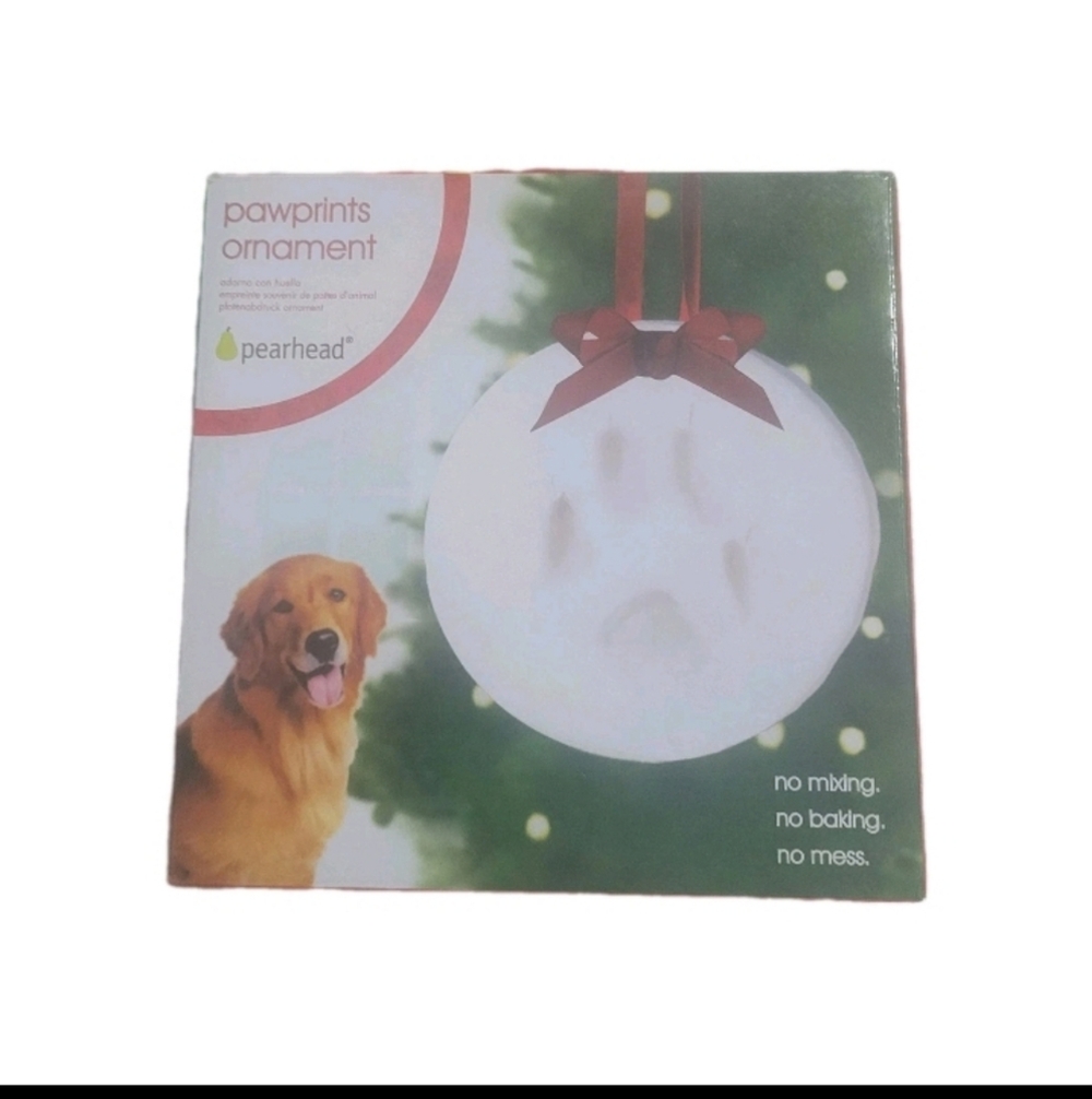 Pearhead Pawprints Ornament Kit - White and Red